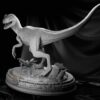 blue raptor dinosaur diorama statue 3