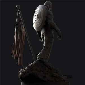 Capitan America with Flag Statue | 3D Print Model | STL Files