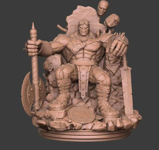 King Hulk on Throne Diorama Statue | 3D Print Model | STL Files