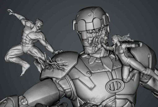 X-Men vs Sentinel Diorama Statue #1 | 3D Print Model | STL Files