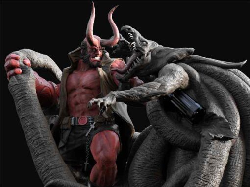 Hellboy Fighting Diorama Statue | 3D Print Model | STL Files