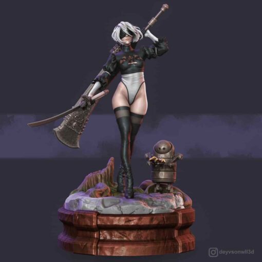 Nier Automata 2B Diorama Statue | 3D Print Model | STL Files