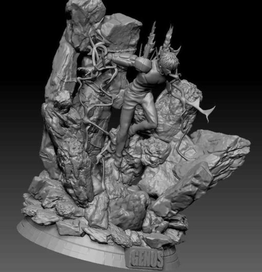 One-Punch Man Genos Diorama Statue | 3D Print Model | STL Files