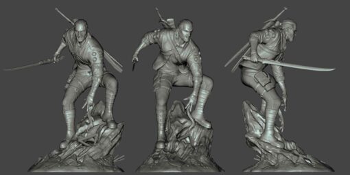 The Witcher – Cyberpunk Geralt Diorama Statue | 3D Print Model | STL Files