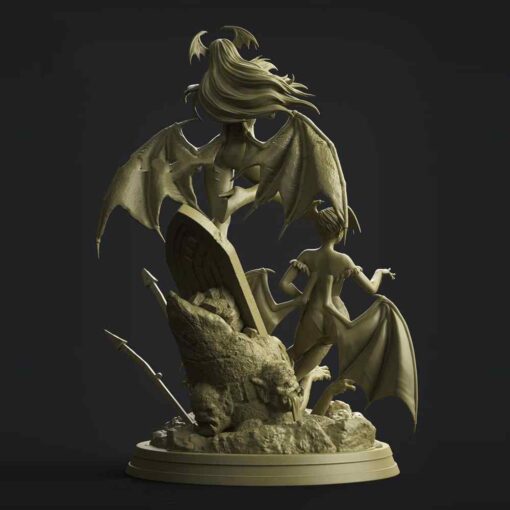 Darkstalkers – Succubus Morika and Lilith Vampire Diorama Statue | 3D Print Model | STL Files