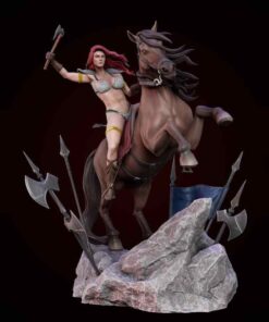 Red Sonja Riding Horse Diorama Statue | 3D Print Model | STL Files