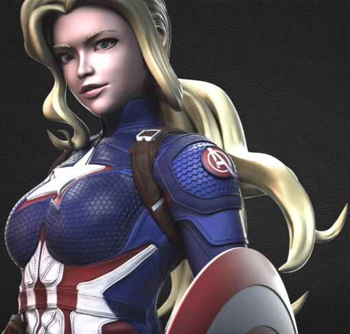 She Captain America Statue | 3D Print Model | STL Files