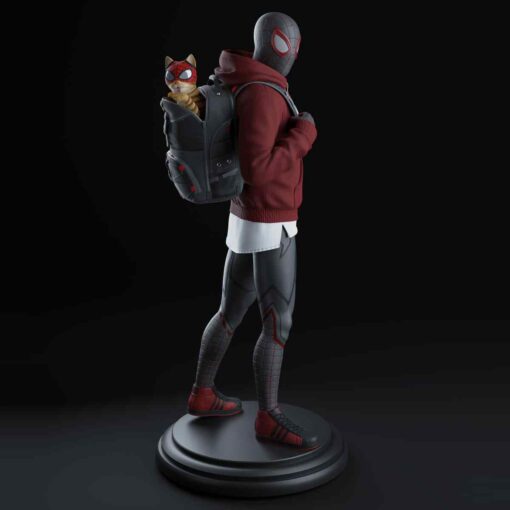 Spider-Man Miles Morales and Cat Statue | 3D Print Model | STL Files