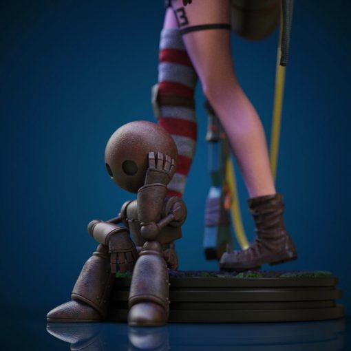 Sexy War Girl with Robot Statue (+NSFW) | 3D Print Model | STL Files