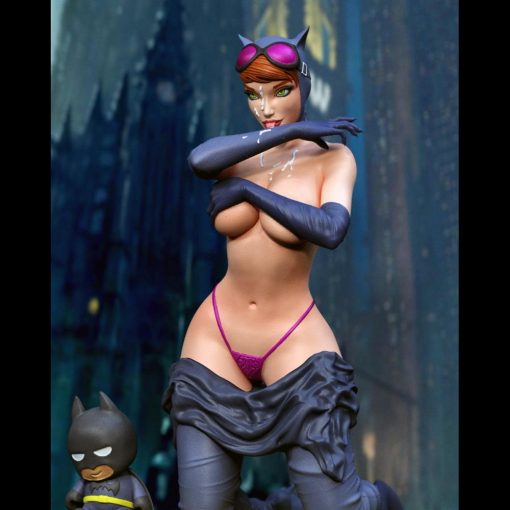 Sexy Catwoman Licking Milk Statue (+NSFW) | 3D Print Model | STL Files