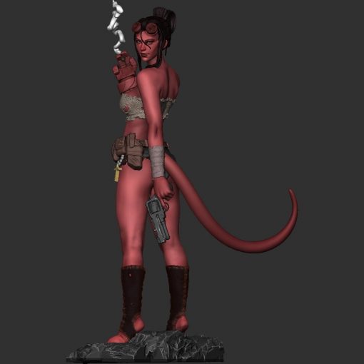 Hellgirl Smoking Statue | 3D Print Model | STL Files