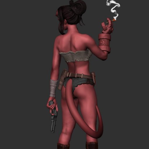 Hellgirl Smoking Statue | 3D Print Model | STL Files