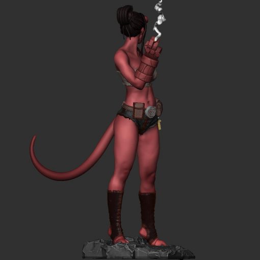 Hellgirl Smoking Statue | 3D Print Model | STL Files