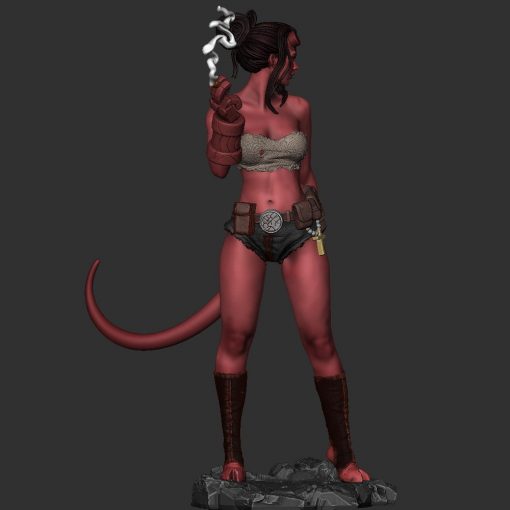 Hellgirl Smoking Statue | 3D Print Model | STL Files