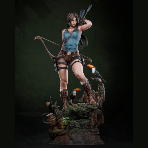 Lara Croft with Tucanos Figurine | 3D Print Model | STL Files